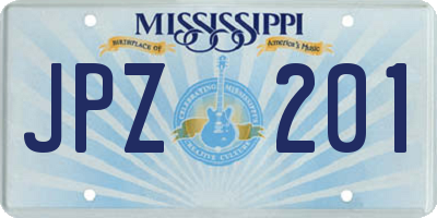 MS license plate JPZ201