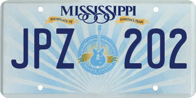 MS license plate JPZ202