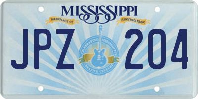 MS license plate JPZ204