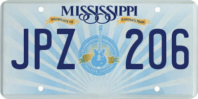 MS license plate JPZ206
