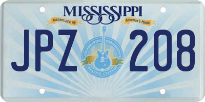 MS license plate JPZ208