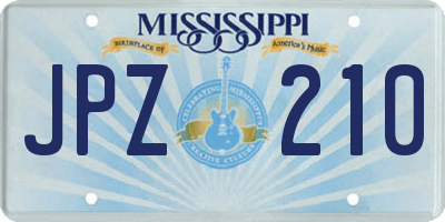 MS license plate JPZ210