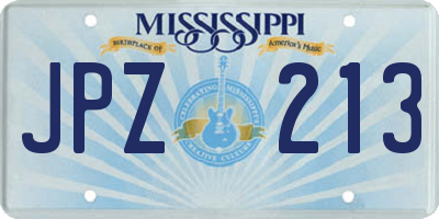 MS license plate JPZ213
