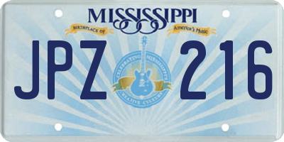 MS license plate JPZ216