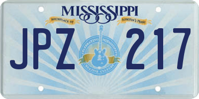 MS license plate JPZ217