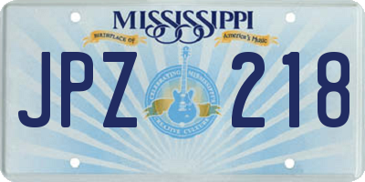 MS license plate JPZ218