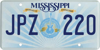 MS license plate JPZ220