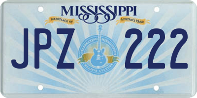 MS license plate JPZ222