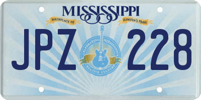 MS license plate JPZ228