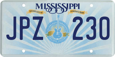 MS license plate JPZ230