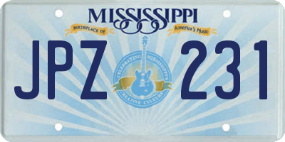 MS license plate JPZ231