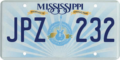 MS license plate JPZ232