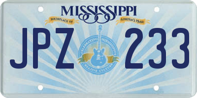 MS license plate JPZ233