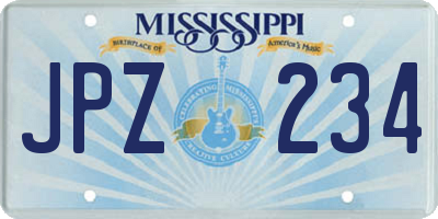 MS license plate JPZ234