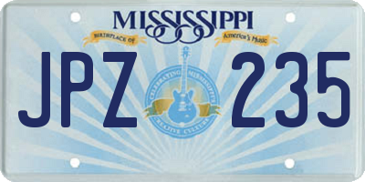 MS license plate JPZ235
