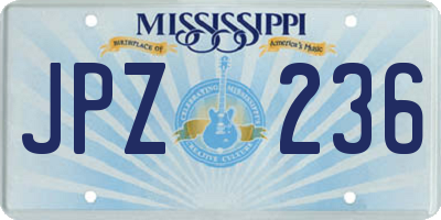 MS license plate JPZ236