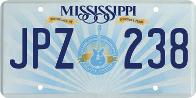 MS license plate JPZ238