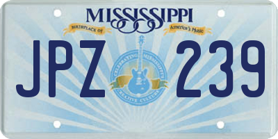 MS license plate JPZ239