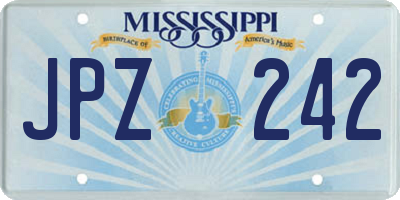 MS license plate JPZ242