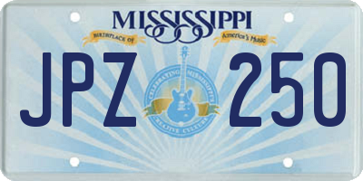 MS license plate JPZ250