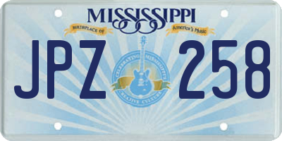 MS license plate JPZ258