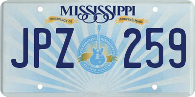 MS license plate JPZ259