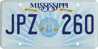 MS license plate JPZ260
