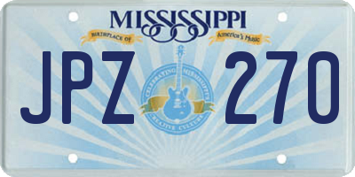 MS license plate JPZ270