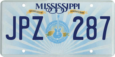 MS license plate JPZ287