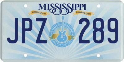 MS license plate JPZ289