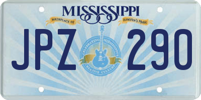 MS license plate JPZ290