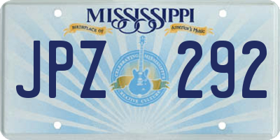 MS license plate JPZ292