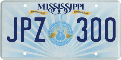 MS license plate JPZ300