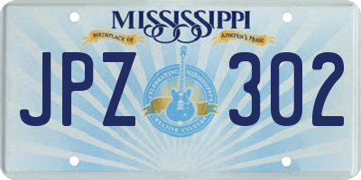 MS license plate JPZ302