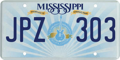 MS license plate JPZ303