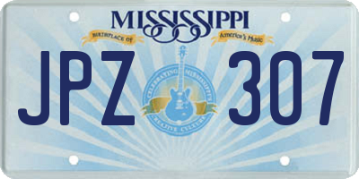 MS license plate JPZ307