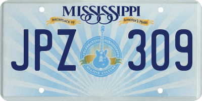 MS license plate JPZ309