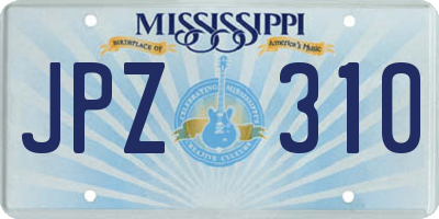 MS license plate JPZ310