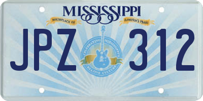 MS license plate JPZ312