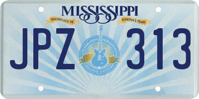 MS license plate JPZ313