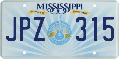 MS license plate JPZ315