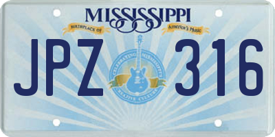 MS license plate JPZ316