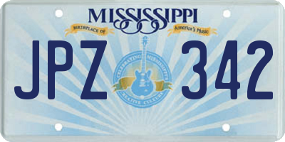 MS license plate JPZ342