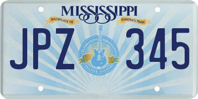 MS license plate JPZ345