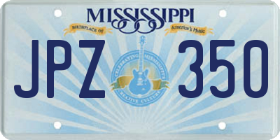MS license plate JPZ350