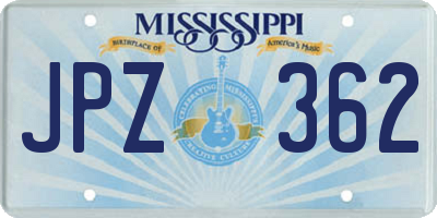 MS license plate JPZ362