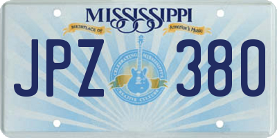 MS license plate JPZ380