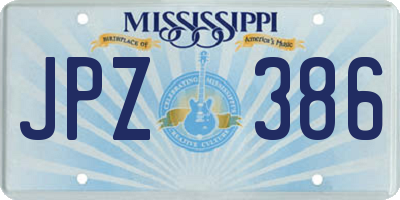 MS license plate JPZ386