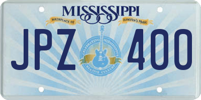 MS license plate JPZ400