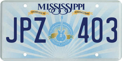 MS license plate JPZ403
